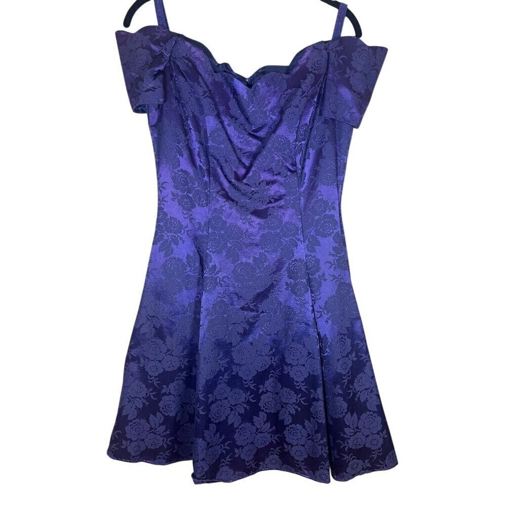 Vintage Roberta Dress 9 Purple Off Shoulder Sweetheart Romantic HOCO Chic Y2K
